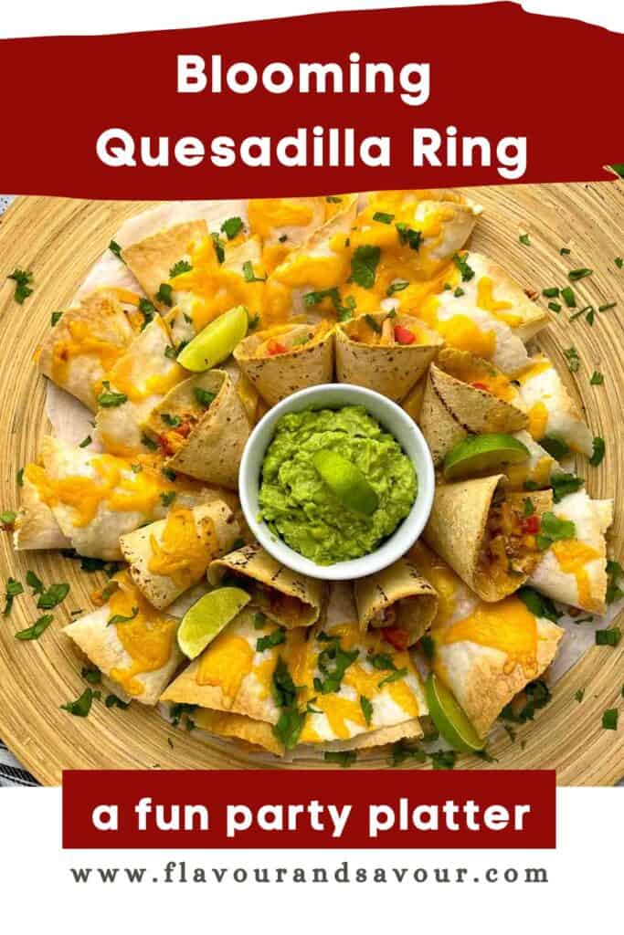 Image with text for blooming quesadilla ring.