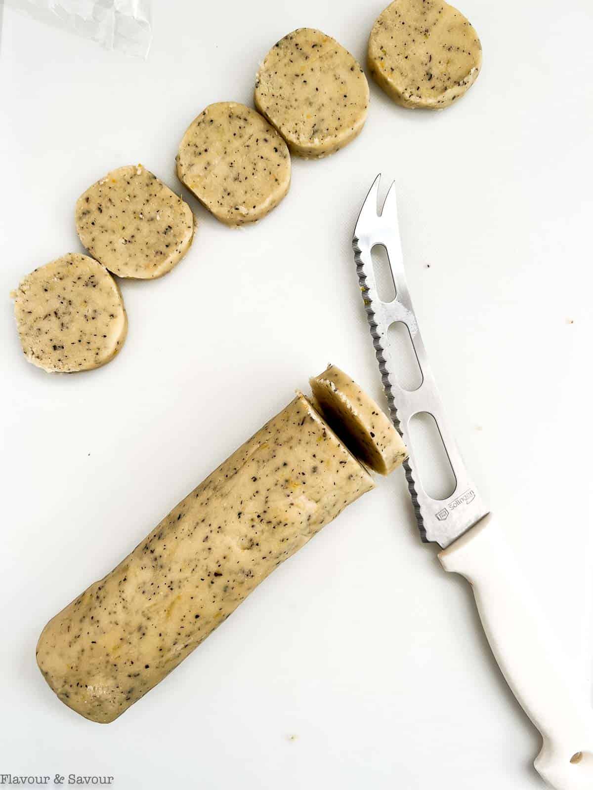 Earl Gray Shortbread dough slice and bake cookies.