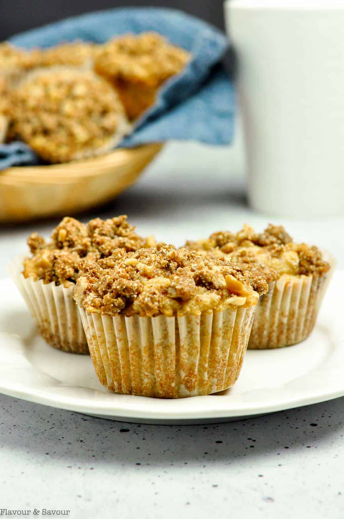 Almond Flour Banana Streusel Muffins on a plate.