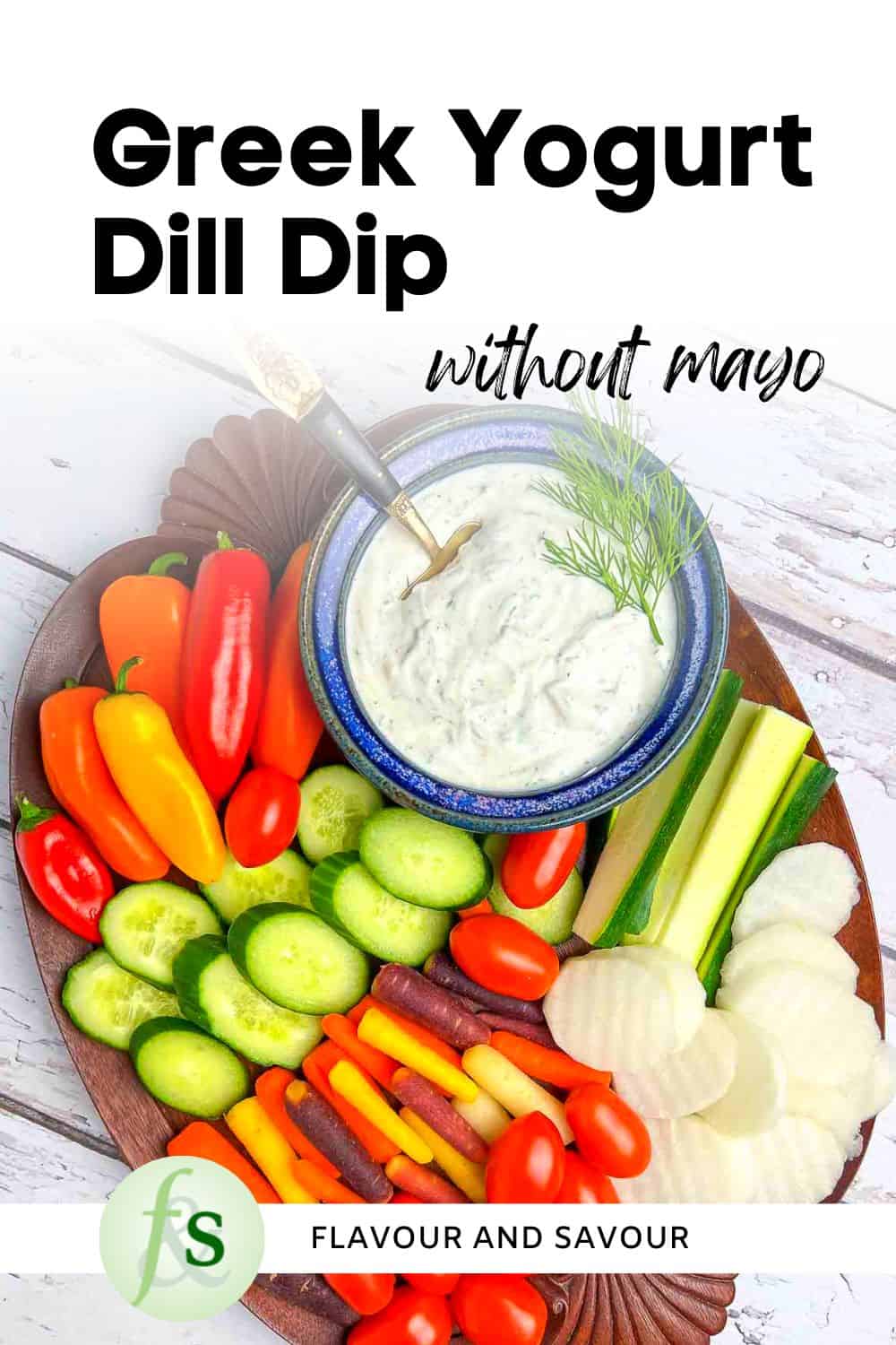 Image with text for Greek yogurt dill dip.