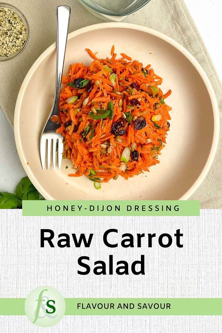 Image with text for raw carrot salad.