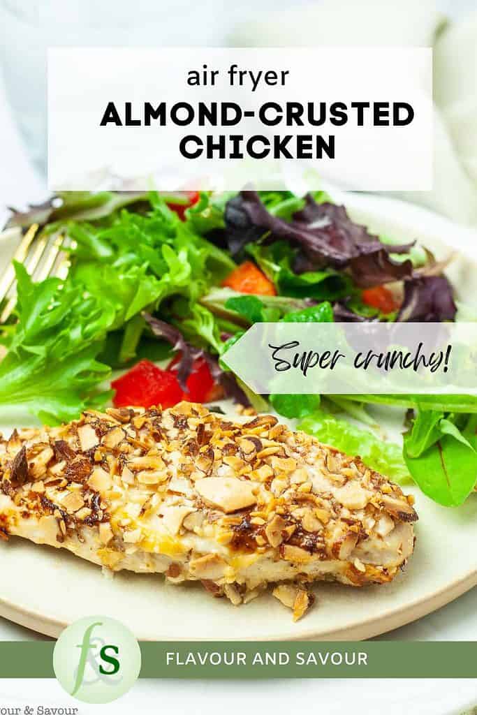 Image with text for almond-crusted chicken.