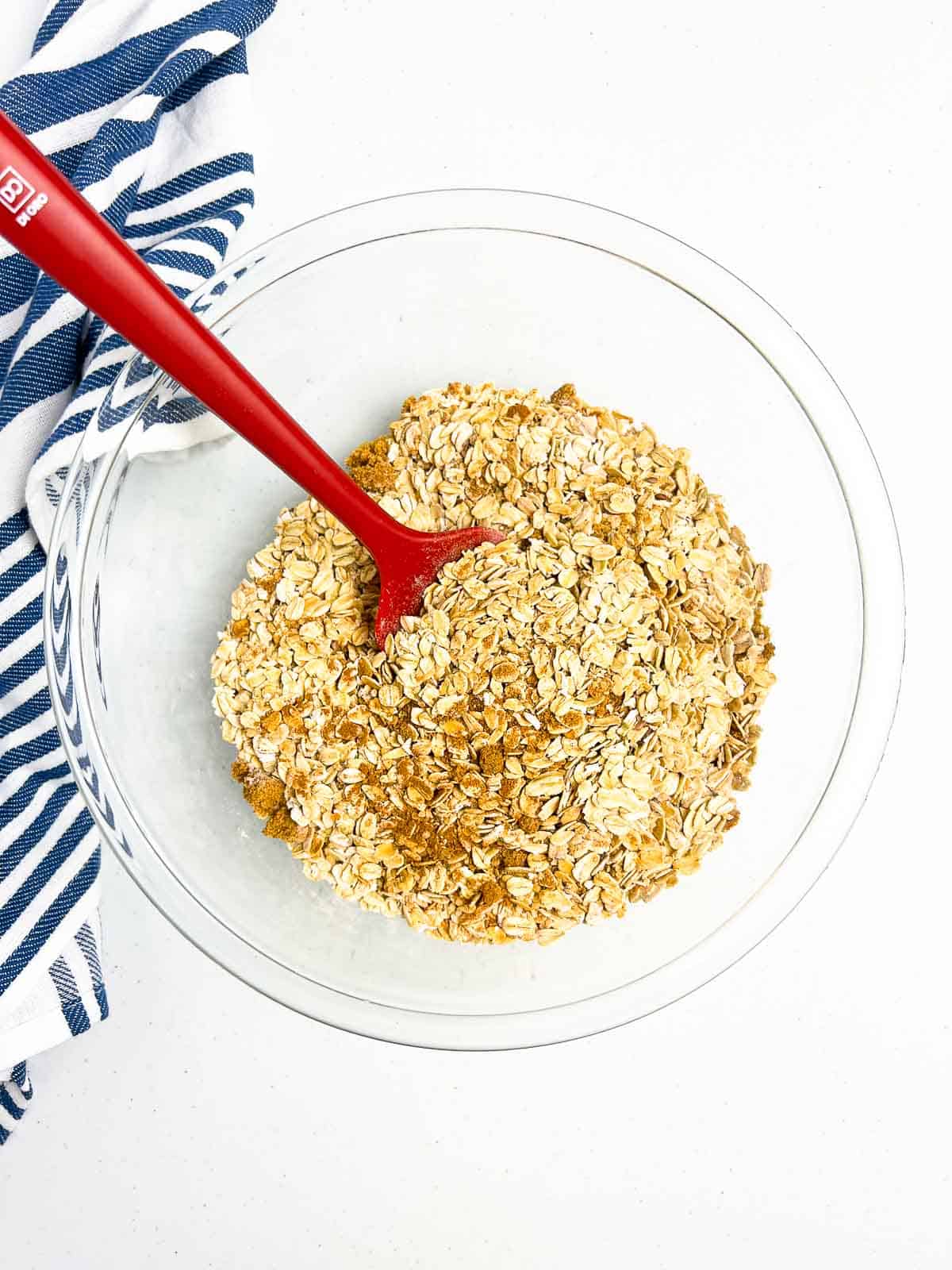 Dry ingredients for baked oatmeal cups with cherries.