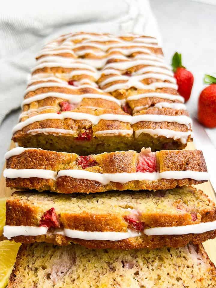Almond Flour Strawberry Banana Bread with Lemon Glaze Flavour and Savour