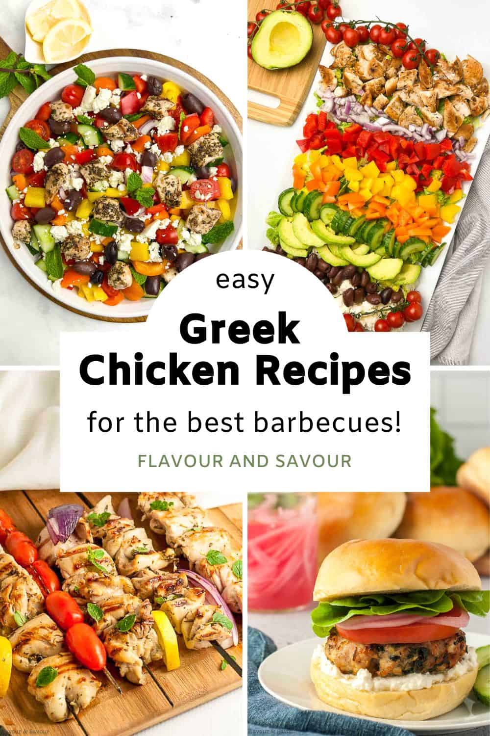 A collage of Greek chicken recipes for the best barbecues.