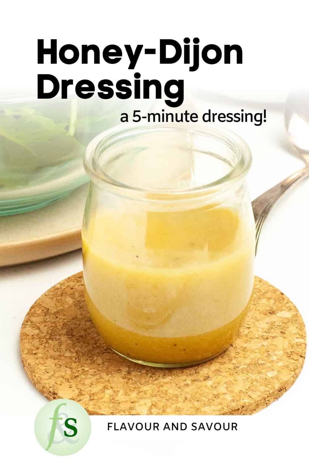 Image with text overlay for Honey-Dijon Vinaigrette Dressing.