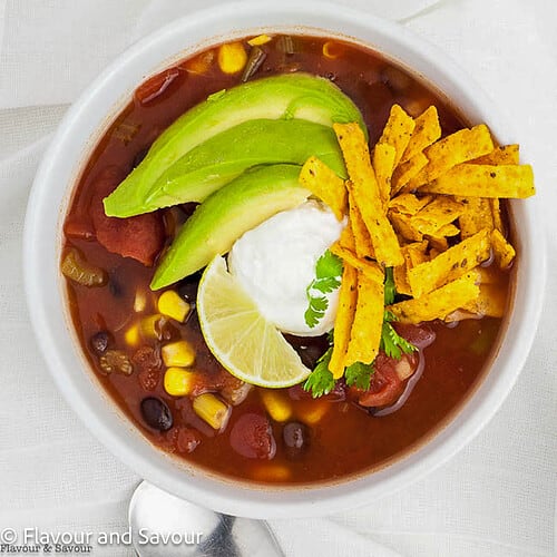 Slow Cooker Vegan Black Bean Soup - Flavour and Savour