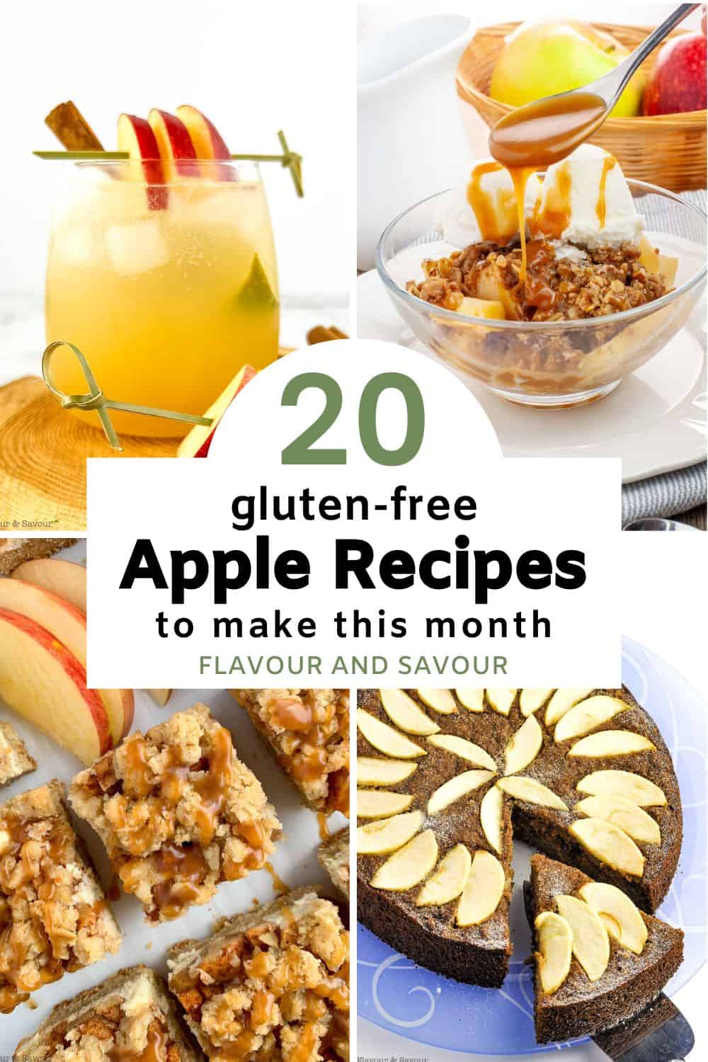 Collage images and text reading 20 gluten-free apple recipes to make this month.