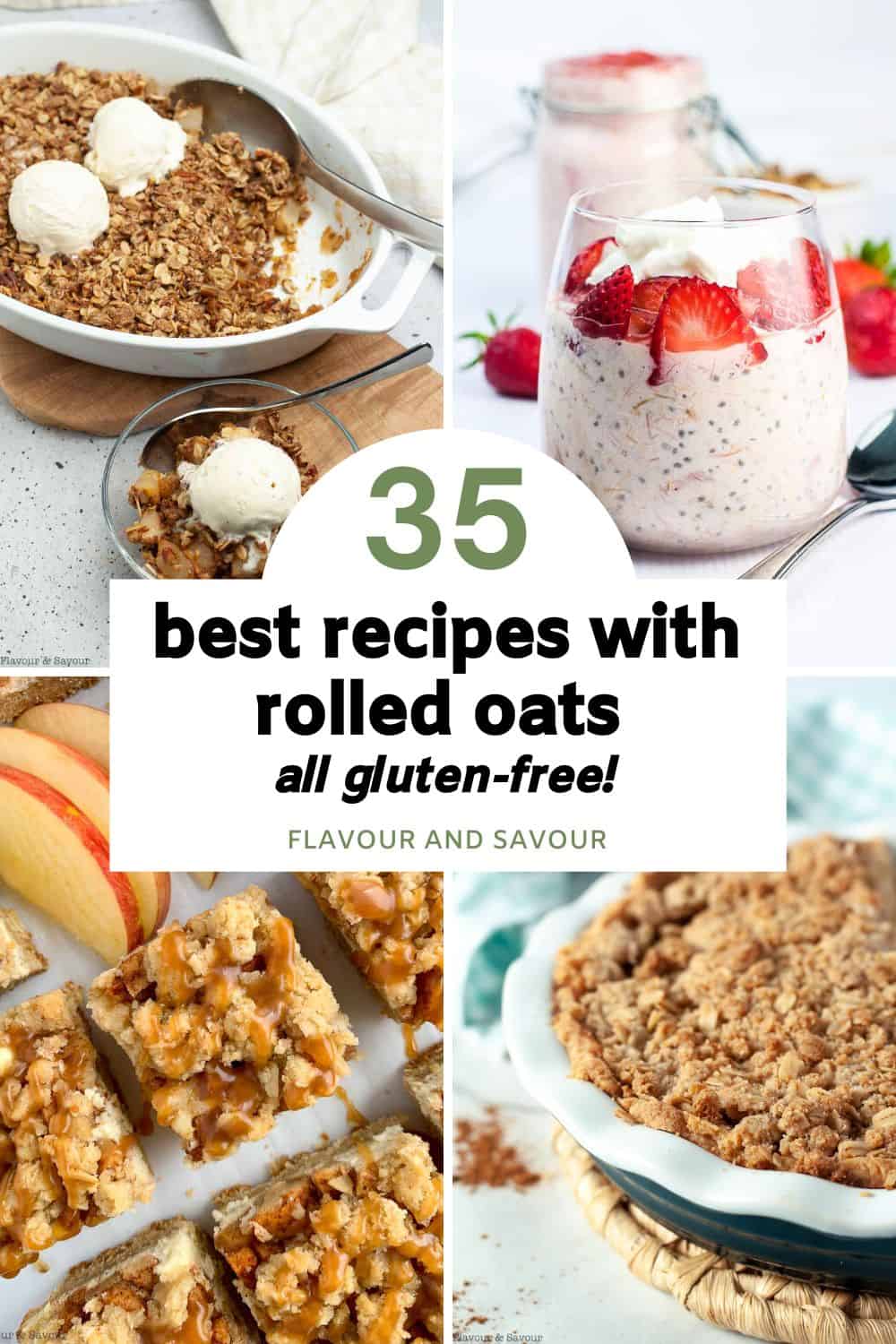 Image with text for 35 best recipes with rolled oats.