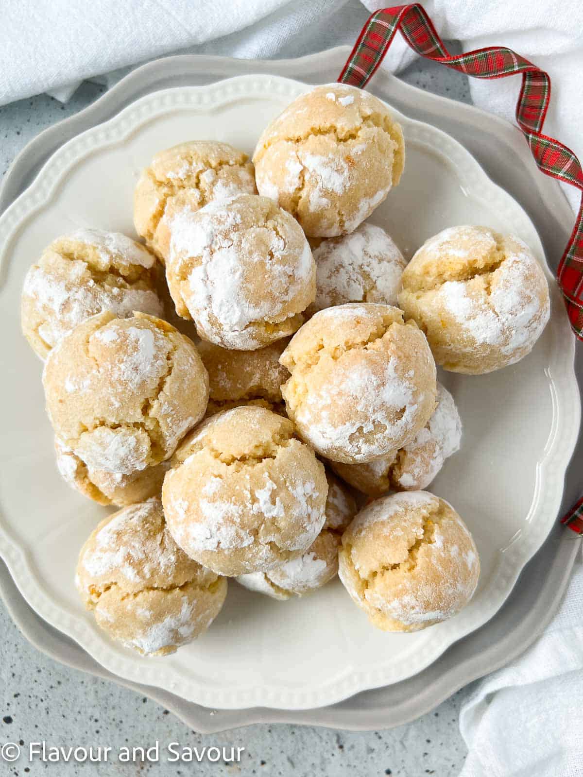 Soft and chewy Italian almond cookies on a plate.