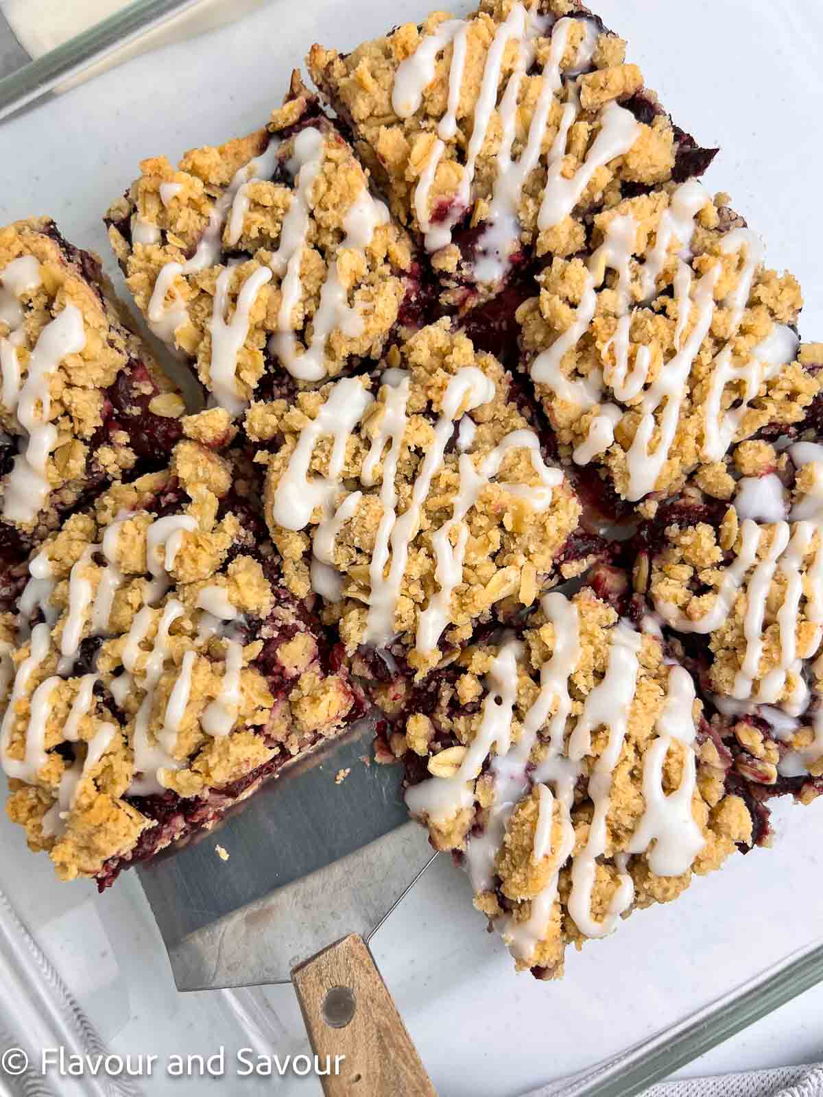 Cherry Pie Oatmeal Bars cut into squares.
