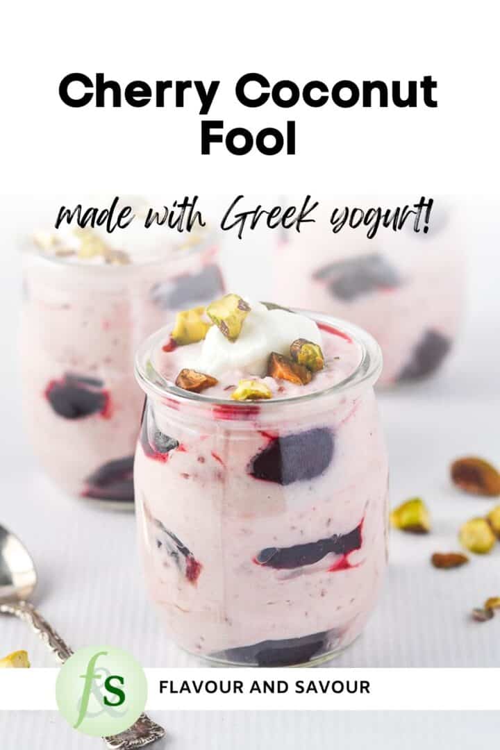 Image with text overlay for LIght Cherry Coconut Fool.